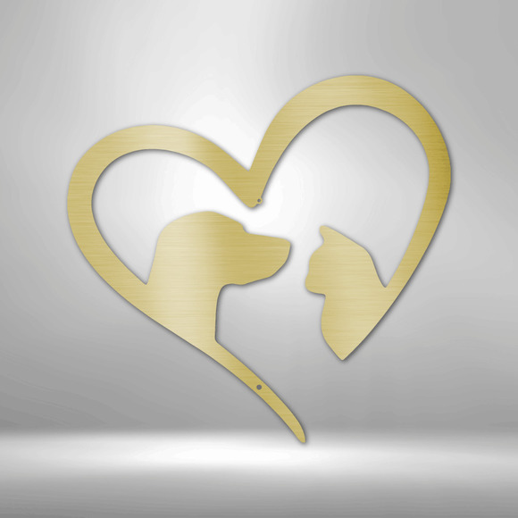 Pet Love Cat Dog Steel Sign Laser Cut Powder Coated Home & Office Metal Wall Dec